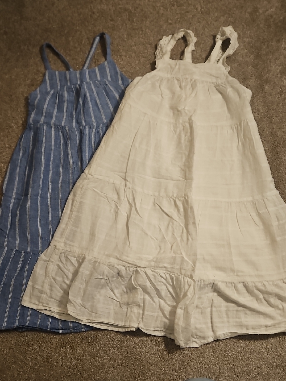 Cat & Jack White Tiered Sundress And Blue Striped Sundress
